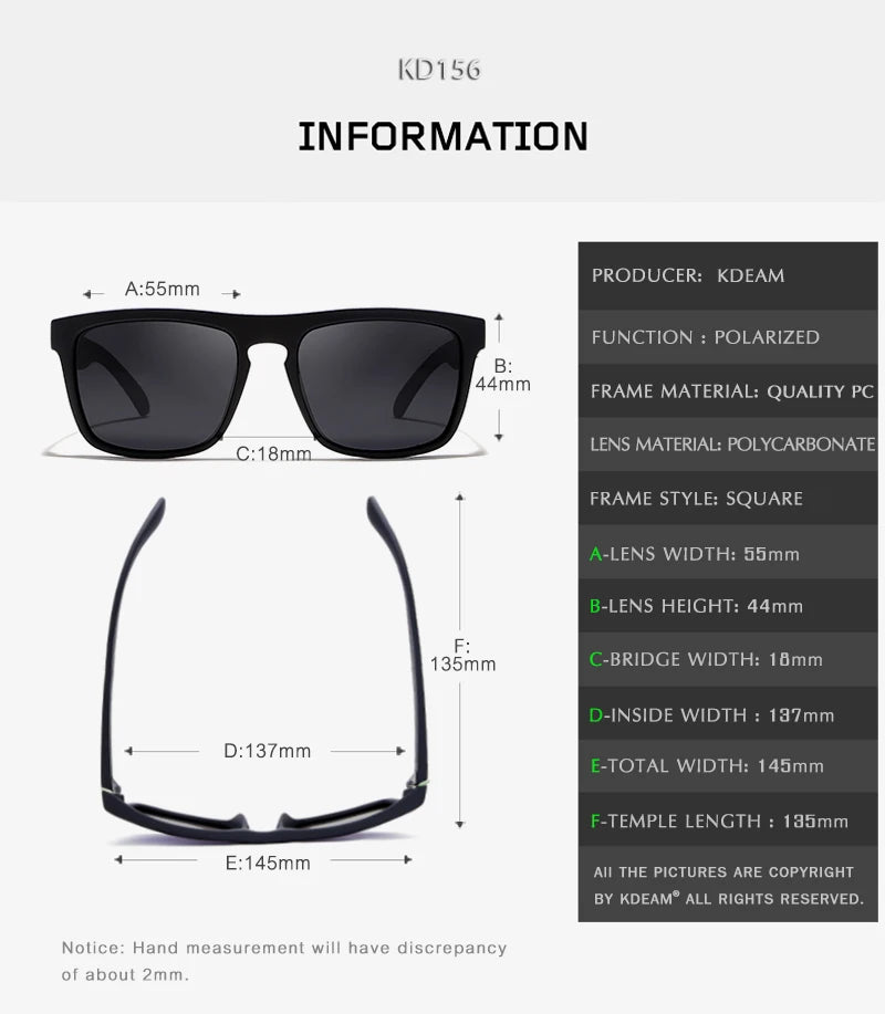 Fashion Guy's Sun Glasses From KDEAM Polarized Sunglasses Men Classic Design All-Fit Mirror Sunglass With Brand Box CE