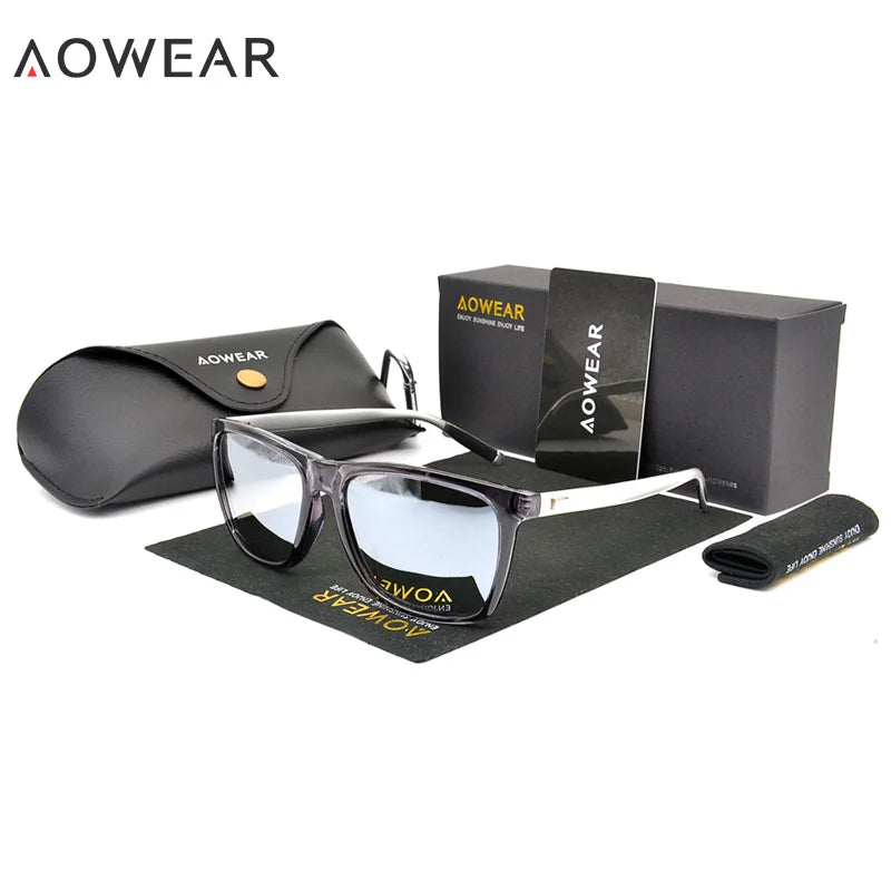 AOWEAR HD Night Vision Glasses Men Aluminium Yellow Lens Sunglasses Men Polarized Night Safe Driving Goggles Oculos Gafas De Sol