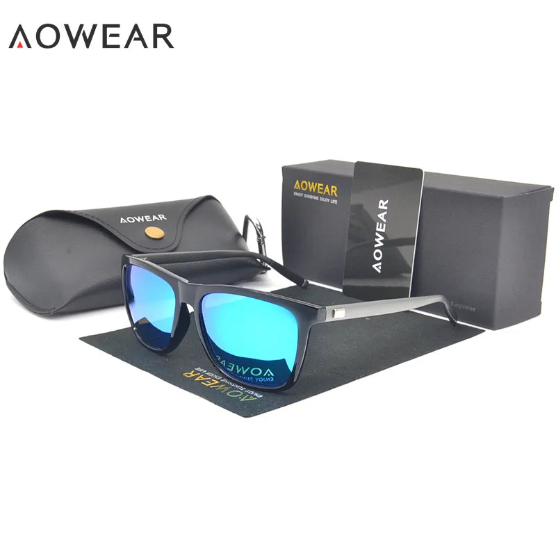 AOWEAR HD Night Vision Glasses Men Aluminium Yellow Lens Sunglasses Men Polarized Night Safe Driving Goggles Oculos Gafas De Sol