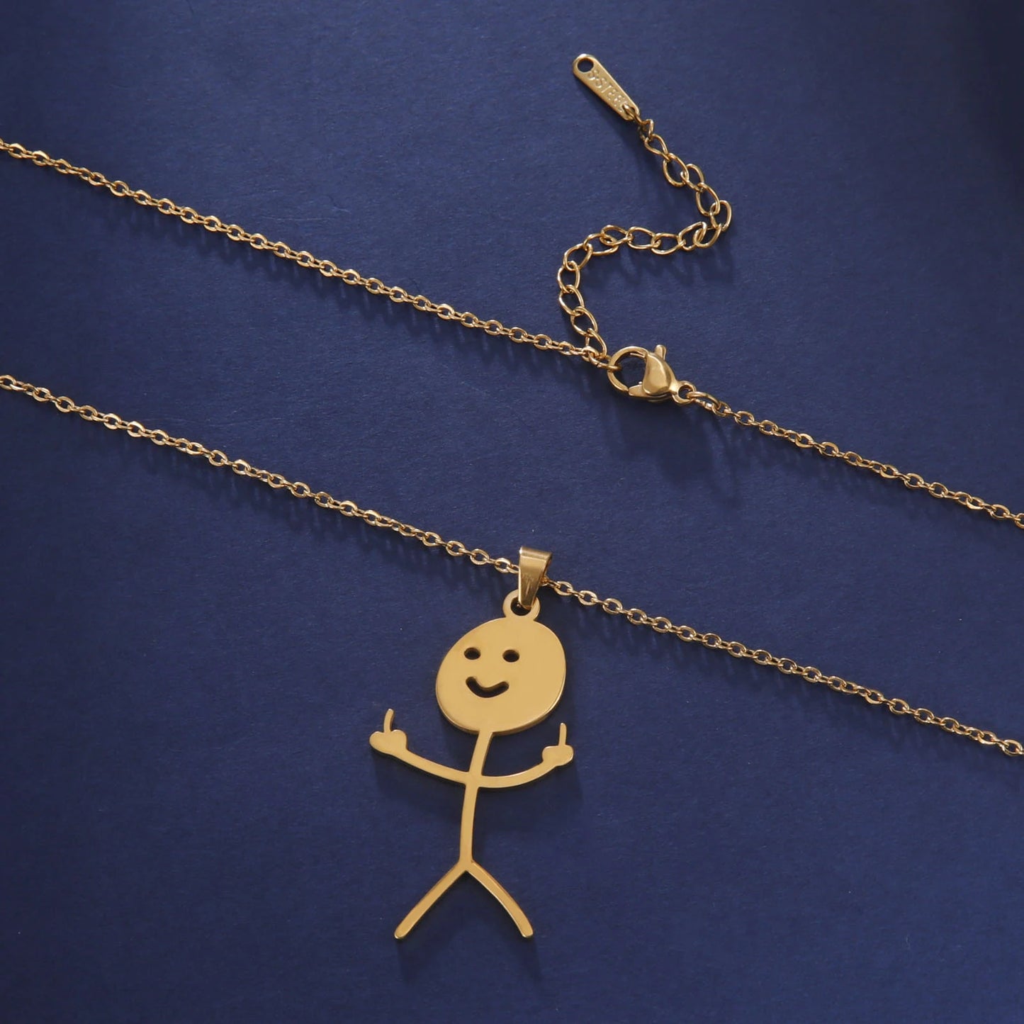 Dreamtimes Fashion Hip Hop Fxck You Funny Doodle Pendant Necklace For Man Woman Stickman Middle Finger Rock Punk Necklace Party